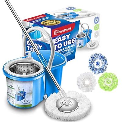 Simpli-Magic Spin Mop 4 teste incluse, blu, Premium