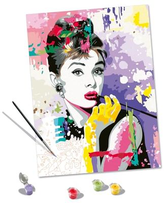 Ravensburger - CreArt Serie Premium B: Audrey Hepburn, Dipingere con i Numeri, Kit Pittura Adulti, Regali Festa della Mamma Originali, 14+ Anni, 40x30 cm