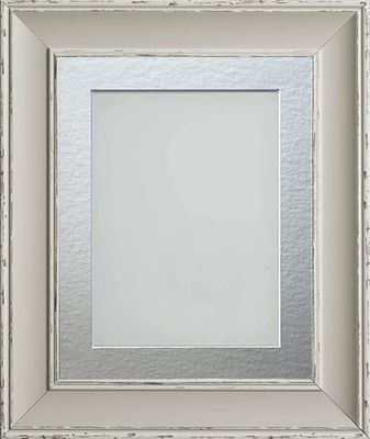 Frame Company Brooke Moonstone Grey Photo Frame, Silver Mount, 12x10 for 10x8 inch, fitted with perspex