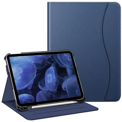 Fintie Fodral kompatibelt med iPad 10:e generationen (2022) 10,9 tum, flervinklad visningsskyddsstativ med pennhållare och ficka, automatisk vila/vakna, marinblå
