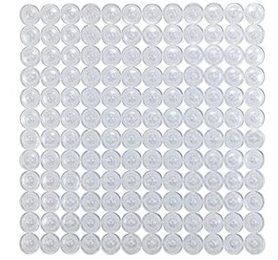Wenko Tappetino da Doccia Belem con Ventose antiscivolo, in Gomma da Doccia con Cerchi geometrici sovrapposti per tutti i comuni Piatti Doccia, in robusta Plastica, 54 x 54 cm, Trasparente