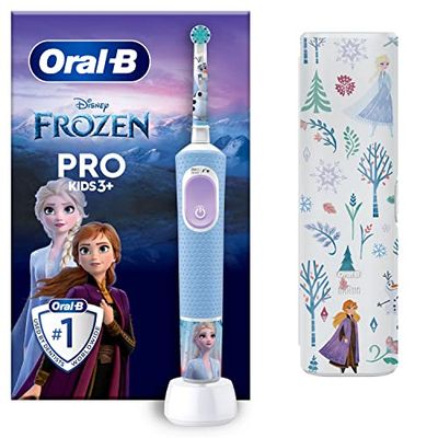 Oral-B Pro Kids Szczoteczka Elektryczna dla Dzieci z postaciami z filmu "Kraina Lodu", Etui Podróżne, Stworzona w Technologii Braun, dla Dzieci w Wieku Powyżej 3 lat