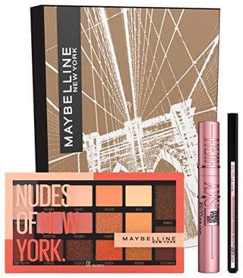 Maybelline New York Set per il trucco degli occhi con palette di ombretti Sky High, Hyper Easy Liner e Nudes of New York