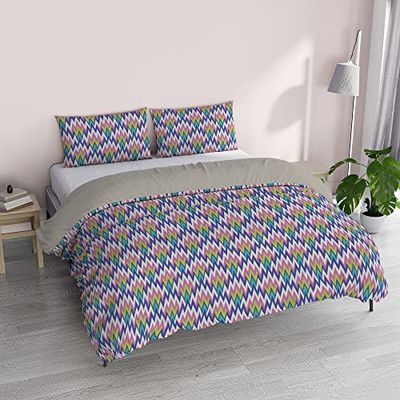 Italian Bed Linen "Fantasy" dekbedovertrek, bedrukt microvezel, zigzag, dubbel