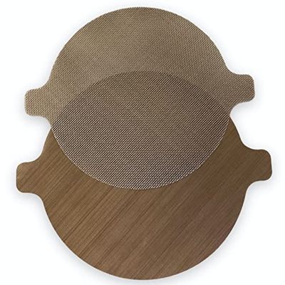 NoStik Air Fryer Liners Reusable : 6-10 inch, 15-25.5cm - Cut to Size : Mesh : Round : Set of 2, Brown