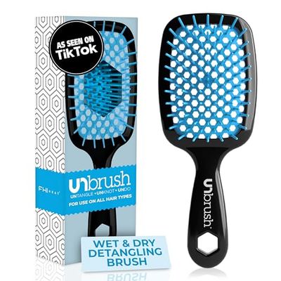 FHI Heat Unbrush Spazzola districante per spazzolare senza dolore su tutti i tipi di capelli bagnati o asciutti, setole antistatiche DuoFlex resistenti, manico leggero, spazzola per capelli ventilata,