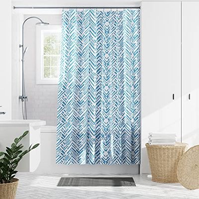 Zenna Home Blue Cory Chevron PEVA - Cortina de Ducha (70 x 72 Pulgadas), Color Gris