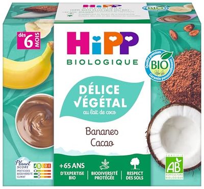 Hipp Biologique Crème Bananes Cacao lait de coco - Coupelles 4X100G