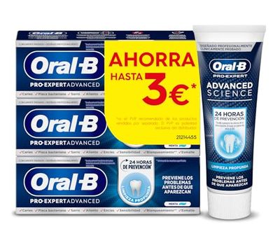 Oral-B Pro-Expert Advanced Science Limpieza Profunda Pasta Dentífrica, Pack Ahorro 3x75 ml