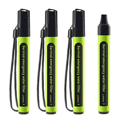 Lot de 4 pailles filtrantes à eau – Appareil de purification d'eau – Filtration personnelle portable de l'eau – pour les trousses d'urgence et les activités de plein air et la randonnée – Filtre à eau