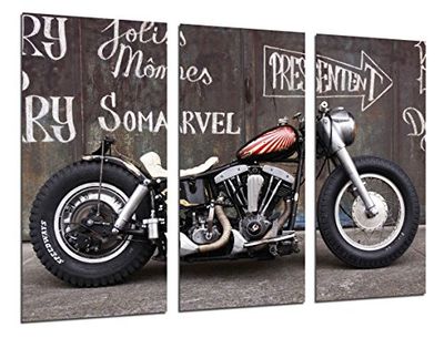 Quadro fotográfico Moto Custom vintage, moto antiga tamanho total: 97 x 62 cm XXL