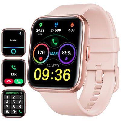 ENOMIR Smartwatch Donna con Chiamate, 1,8" Orologio Smartwatch Uomo con Fare Chiamate, Cardiofrequenzimetro, SpO2, Sonno, Contapassi, Alexa Integrata, Fitness Orologio Digitale con Android/iOS