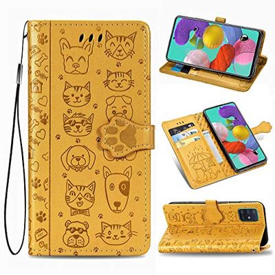 Custodia® Capirotazo Billetera Funda Compatible para Samsung Galaxy A71 (Amarillo)