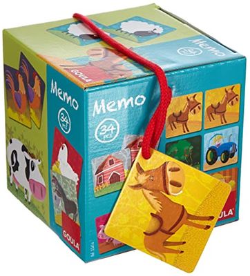 Goula - Memo: Loto Animales Granja, Juego educativo de memoria a partir de 3 años
