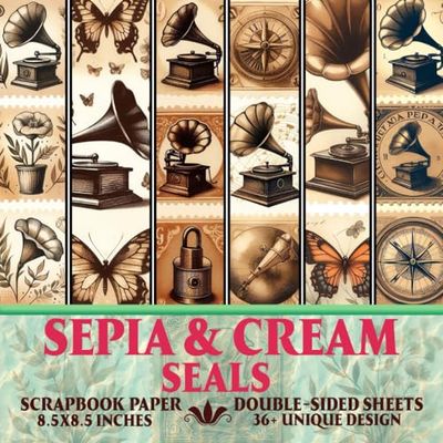 Sepia & Cream Seals Scrapbook Paper: Elegant Design for Scrapbooking, Junk Journals, Collage Art, Decoupage, and Paper Crafts
