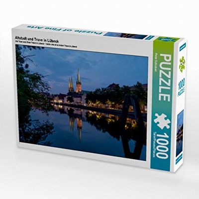 Puzle Horizontal de 1000 Piezas, diseño de Ciudad Antigua y Trave en Lübeck