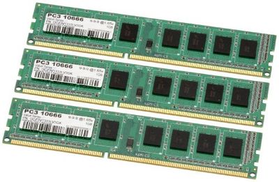 OCZ Valueram DDR3 PC3-10666 arbetsminne 3 GB Kit (3 x 1 GB, 1333 MHz, CL9)