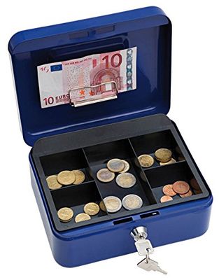 Wedo 14520 - Caja para dinero (20 x 16 x 9 cm, 5 compartimentos), color azul