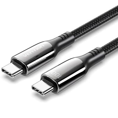 Watio Wave Kabel USB-C naar USB 100 W, 1,2 m, zwart, hoge overdrachtssnelheid, duurzaam materiaal, ideaal voor moderne apparaten