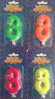 L'Arcobaleno di Nacar Giovana – kaars Happy Birthday nr. 8 verschillende kleuren 1 stuk, COB175