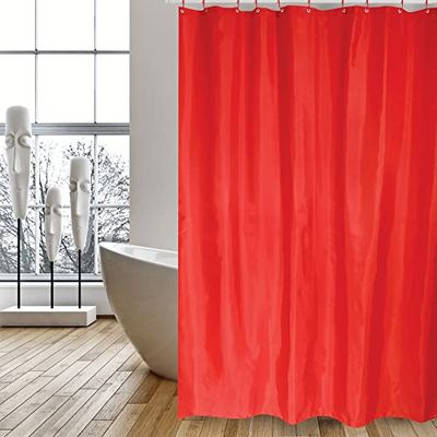 MSV Tenda da doccia in poliestere, 180 x 200 cm, colore: rosso