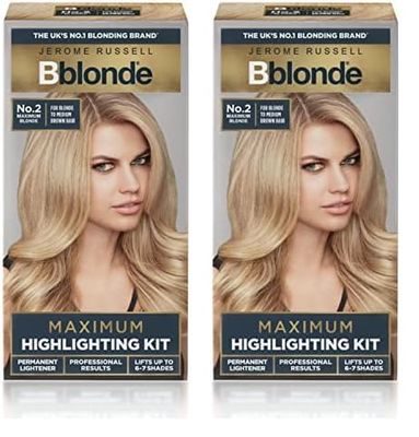 Bblonde Highlighting Kit, Permanent Lightener, Permanent Blonde Bleach Hair Dye, Professional Results, With Avocado Oil, Lifts 8-9 levels – Blonding Kit No 2 (Pack of 2)