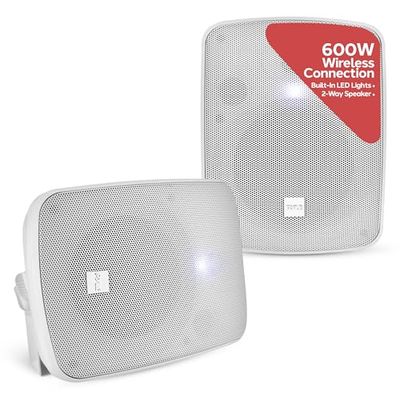 Pyle Altoparlanti da Esterno, Cassa Bluetooth Impermeabile 600W, Speaker Stereo 2 Vie a Gamma Completa, da Parete o Soffitto, per Casa, Barca, Terrazza o Piscina