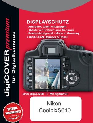 digiCOVER - Pellicola protettiva Premium per display LCD, antigraffio, per fotocamera digitale Nikon COOLPIX S640