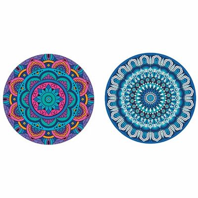 Set van 4 pizzaborden van aardewerk Ø 33,5 cm, geometrisch decor, mandala