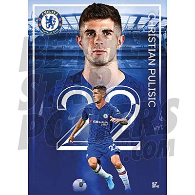 Chelsea FC 2019/20 Christian Pulisic Action A2 Voetbalpost/Print/Wall Art - Officieel gelicentieerd product - Verkrijgbaar in de maten A3 & A2 (A2)