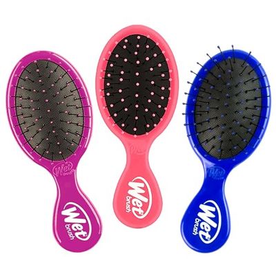 Wet Brush Spazzola districante per capelli con setole morbide IntelliFlex, confezione da 3 pezzi, perfetta per uomini, donne e bambini, mini districante da viaggio, confezione da 3 (rosa, viola, blu)