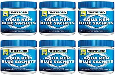 Thetford Mixte LOT 6 X AQUA KEM BLUE SACHETS WC CHIMIQUE ENTRETIEN THETFORD CARAVANE TOILETTES PRODUIT, bleu, Grande EU