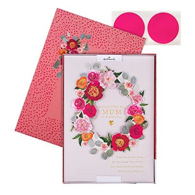 Hallmark Luxury Boxed Mothers Day Card for Mum - Traditional Floral Wreath Design & Gift Box
