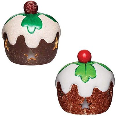 Baker Ross AX394 Portavelas De Cerámica En Forma De Pudín De Navidad - Paquete De 3, Para Decorar Y Exhibir, Decoraciones Navideñas, Proyecto Ideal De Manualidades Para Niños