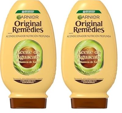 Garnier Revitalisant à l'huile d'avocat et au beurre de karité Original Remedies pour cheveux rebelles et crépus 250 ml (Lot de 2)