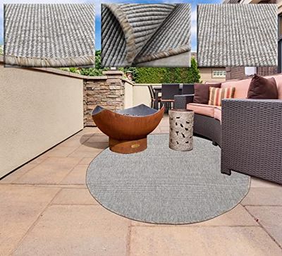 Tapis Rond pour intérieur et extérieur - Tapis Lisse sans Poils - Tapis Couleur Beige - Diamètre 150 cm - Tapis en Fibre synthétique pour Salon et terrasse