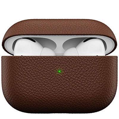 KeyBudz Artisan leren beschermhoes voor Apple AirPods Pro case, etui, lederen tas, oortelefoon accessoires, bruin