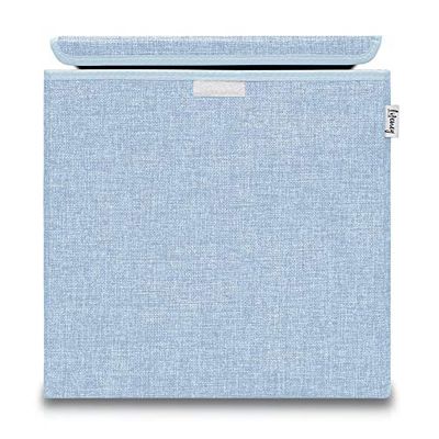 LIFENEY Boîte de rangement avec couvercle bleu I Boîte à jouets pliable adaptée aux étagères cubes I Boîte de rangement pour chambre d'enfant I Panier de rangement pour enfants