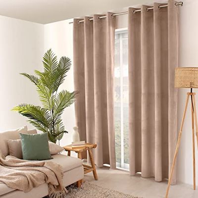 Enjoy Home – Rideau Nounours – Matière Velours – 8 Œillets Argentés - 100% Polyester – 140x40cm – Coloris Naturel
