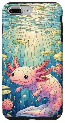Bonita Funda para teléfono con diseño de Animales de Vidrio Coloreado de ajolote Carcasa para iPhone 7 Plus/8 Plus