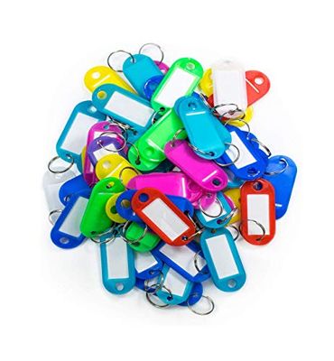 kippen 1200 A verpakking met 50 stuks sleutelhangers van kunststof, met ring en etiket, gesorteerd