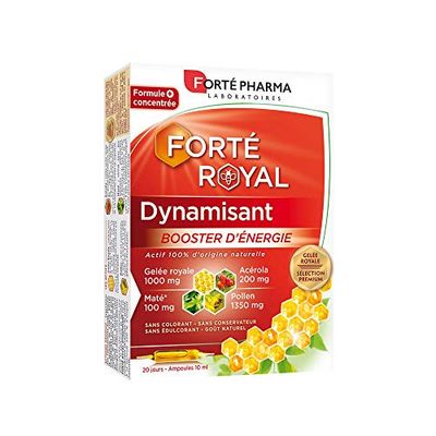 Forté Pharma - Forté Royal Dynamisant | Complément Alimentaire Energie et Immunité - Acérola, Maté, Pollen - Vitamine C naturelle, Anti fatigue, Tonifiant | 20 ampoules, 1/jour