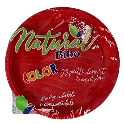NATURAL BIBO - Talerze płaskie 21,5 cm czerwone - 20 szt