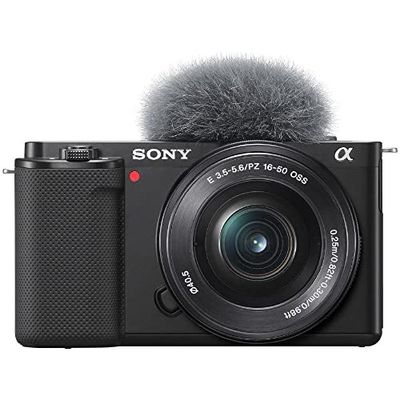 Sony Alpha ZV-E10 - Kit Vlog Camera ad Ottiche Intercambiabili + Obiettivo 16-50mm, APS-C, Schermo ad Angolazione Variabile per Vlog, Video 4K, Real-time Eye Autofocus, Nero