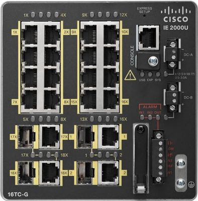 Cisco IE-2000-16TC-G-L Conmutador de Red administrado L2+ Fast Ethernet (10/100) Negro Switch - Switch de Red (Gestionado, L2+, Fast Ethernet (10/100), Bidireccional Completo (Full Duplex))