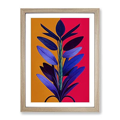 The Expressive Flower Framed Print for Living Room Bedroom Home Office Décor, Wall Art Picture Ready to Hang, Oak A2 Frame (64 x 46 cm)