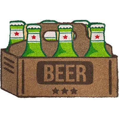 Fisura – Felpudo Exterior “Cerveza” de Coco con Base Antideslizante de PVC. Felpudo Formas para Entrada de casa.Medidas: 70 cm x 40 cm x 1,5 cm. Verde