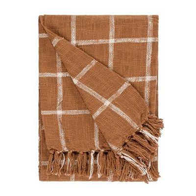 Yard Beni Check Fringed Throw