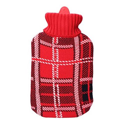 Sac à eau chaude classique écossaise rouge de 2 l. Parfait pour réchauffer vos nuits et soulager les douleurs. Style traditionnel et confort en un seul produit essentiel.