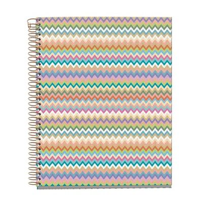 Miquelrius - Notebook A5 (148 x 210 mm), Cuadrícula 5 mm, 120 Hojas de 70 g/m², Cubierta de cartón, 4 Franjas de color, Espiral cobre, Colección Feeling Mallorca, Zigzag